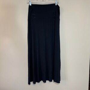 Superline Black Maxi Skirt Plus Size 3XL Rayon Spandex Fold Over Waist Classic